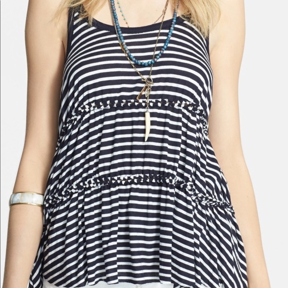 Free People “Florence” Stripe Tiered Tank